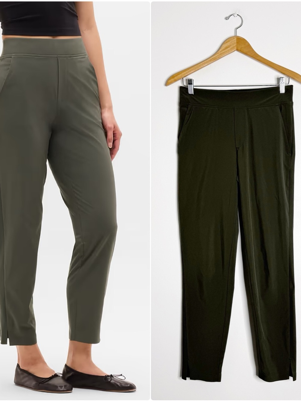Athleta Brooklyn Ankle Pants Size 0 Jungle Green Slim Travel Work Pants